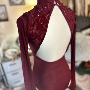 Free People Bodysuit- Wine Color- Size XS- NWT.